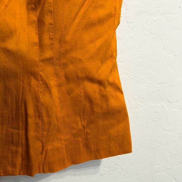 VTG Norma Kamali Top 6 Shirt Blouse Sleeveless Button Down Collar Silk Shantung - Picture 5 of 6